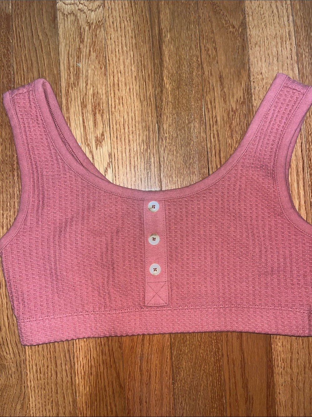 Old Navy Dusty Rose Ribbed Button-Front Crop Tank